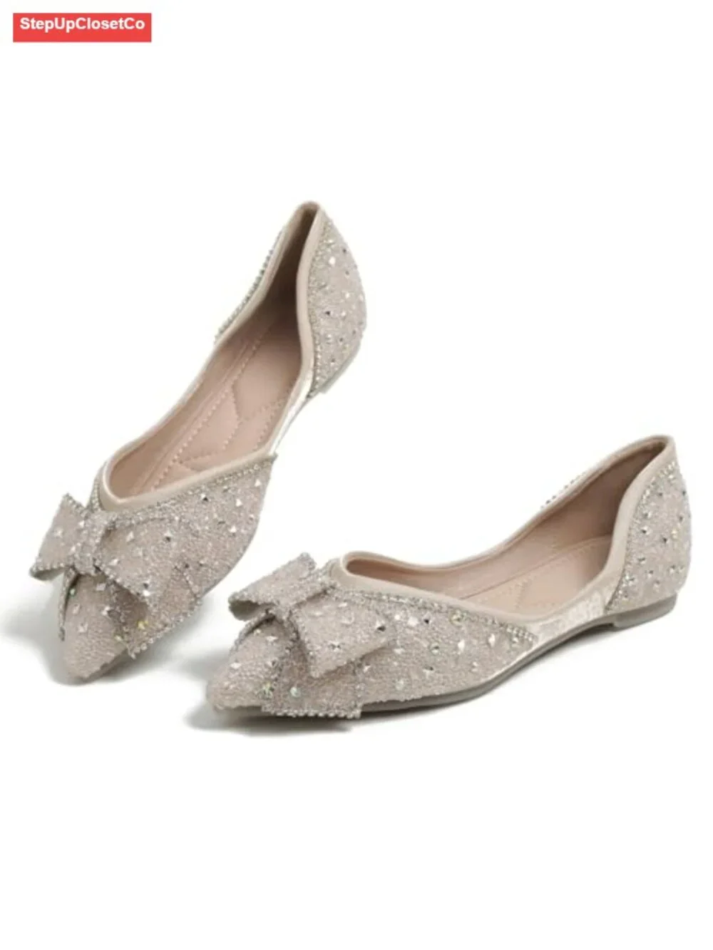 Rhinestone Pointed Toe Ballet Flats for Women Comfort Dress Shoes